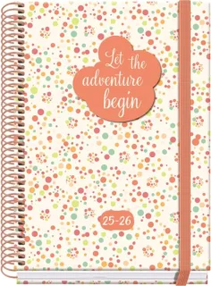 Dohe Bubbles Agenda Escolar 25/26 Espiral A5 - Dia Pagina - Papel 70g/m2 - 4 Hojas de Pegatinas - Cubierta de Carton Plastificado - Cierre con Goma Elastica