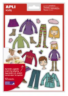 Apli Bolsa de Gomets Tematicos el Armario - 252 Gomets en 12 Hojas - Adhesivo Removible - Desarrollados con Educadores - Adhesivo Base Agua - Libre de Disolventes - Coloridos