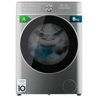 Cecotec Bolero DressCode 8800 Inverter Steel A Lavadora de Carga Frontal - Capacidad 8kg - Velocidad 1400rpm - Seguro Infantil - Motor Inverter - 16 Programas - Color Negro y Gris
