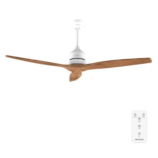 Cecotec EnergySilence Aero 5270 WhiteandBlackWood Ventilador de Techo de 3 Aspas de Madera - 40W - Diametro de 52" - Temporizador - 6 Velocidades - Modo Invierno - Altura Ajustable - Color B