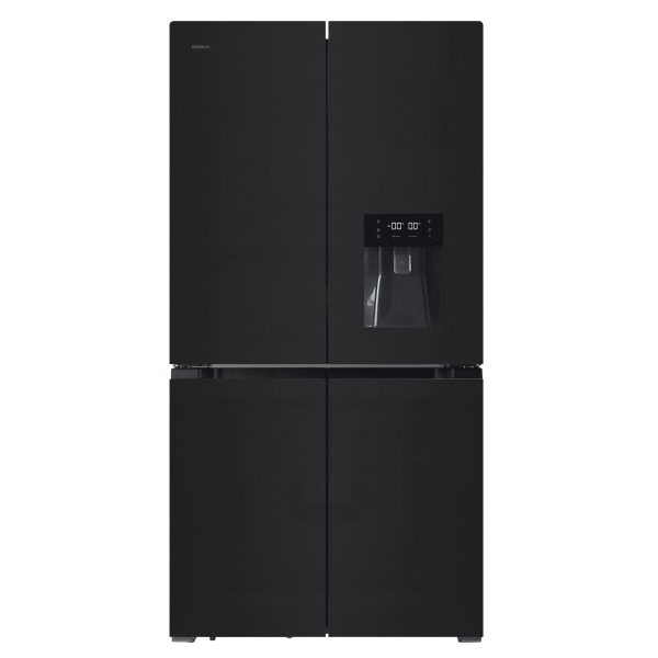 Cecotec Bolero CoolMarket 4D 564 Glass E Frigorifico Americano 4 Puertas - 564L - Total Nofrost - Dispensador de Agua - Congelacion Ultrarapida - Frio Envolvente - Clase E - 183x91cm - Color