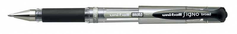 Uni-ball Signo Broad UM-153 Roller de Tinta Gel - Punta de Bola 1mm - Sujecion de Caucho - Color Negro · Pack de 12 uds.
