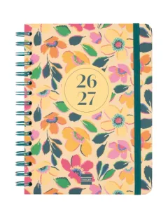Finocam Cosmo Cart Agenda Escolar 26/27 - Semana Vista Horizontal - Formato 4º - 155x212mm - Tapas de Carton Forrado - Papel de 80g/m2 - Espiral Metalica - Esquinas Microperforadas - Multico