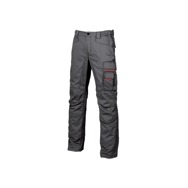 Upower Grin Pantalon de Trabajo con Forro de Franela - Talla 44 - Multiples Bolsillos, Refuerzos en Areas Clave, Cintura Ajustable, Proteccion DPI1 - Color Gris Meteorito