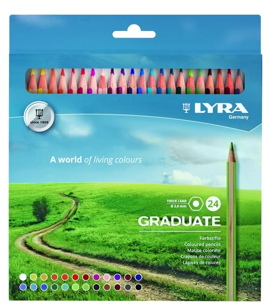 Lyra Graduate Pack de 24 Lapices de Colores - Hexagonal - Color Negro