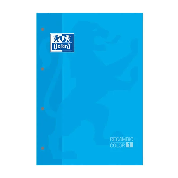 Oxford School Classic Recambio Encolado A4 80 Hojas Cuadricula 5x5 - Recuadro del Color de la Tapa - Tapa Color Turquesa · Pack de 5 uds.