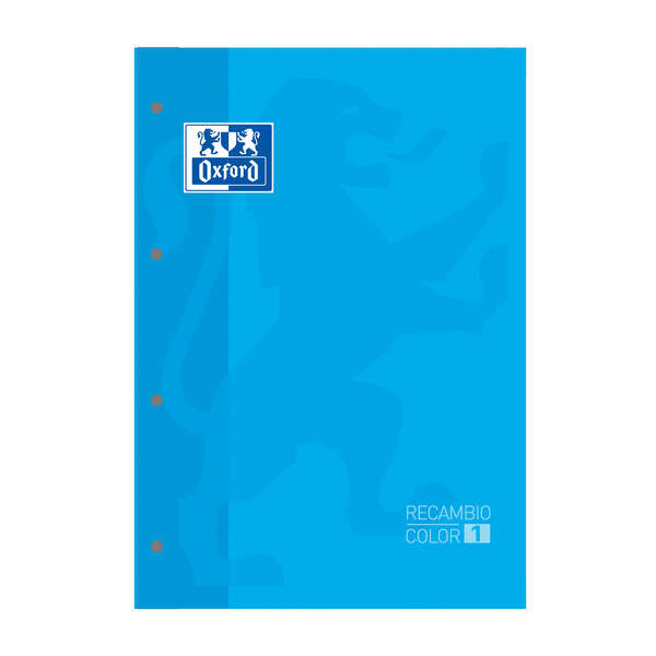 Oxford School Classic Recambio Encolado A4 80 Hojas Cuadricula 5x5 - Recuadro del Color de la Tapa - Tapa Color Turquesa · Pack de 5 uds.