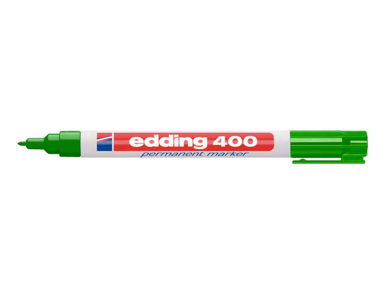 Edding 400 Rotulador Permanente - Punta Redonda - Trazo 1 mm. - Recargable - Secado Rapido - Color Verde · Pack de 10 uds.