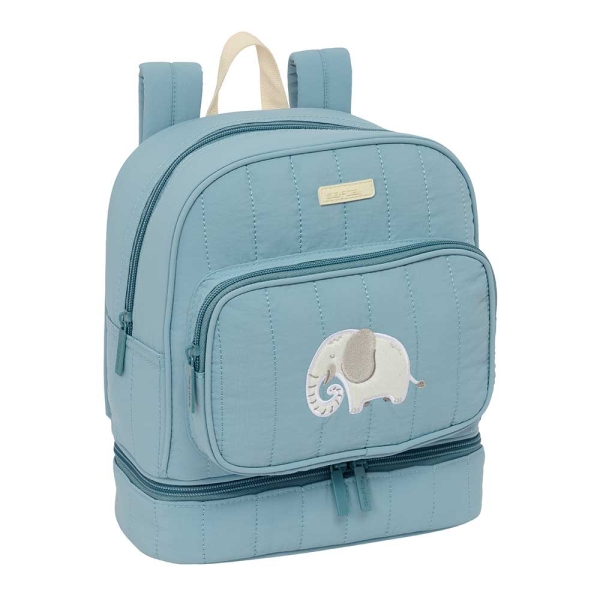 Safta Elefante Mochila Guarderia - Isotermica - Asas de Mano - Adapatable a Carro - Tarjeta de Identificacion - 7.25L - 220x100x270mm - Color Azul