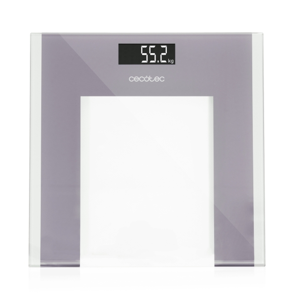 Cecotec Surface Precision Healthy Bascula Corporal hasta 180kg - Alta Precision - Pantalla LCD - Cristal Templado - Cinta Metrica - Autoapagado - Patas Antideslizantes - 300x300mm - Color Tr