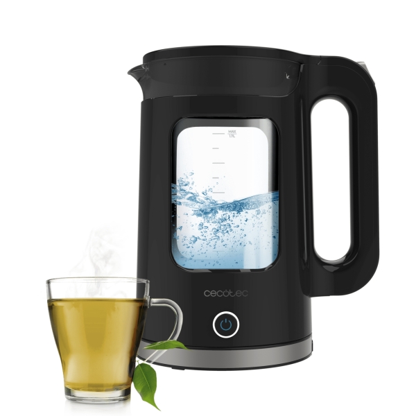 Cecotec Thermosense 330 Glassy Hervidor de Agua Electrico - 2200W - Capacidad 1.7L - Vidrio de Borosilicato - Funcion Mantenimiento de Calor - Filtro Antical - Base 360º - Autoapagado - Colo