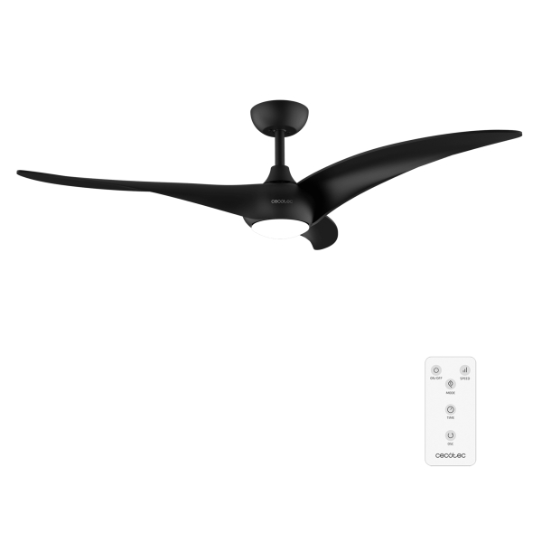 Cecotec EnergySilence Aero 5295 Black Ventilador de Techo con 3 Aspas y Luz - 40W - Diametro de 54" - 3 Tonos LED - Mando a Distancia - 6 Velocidades - Temporizador - Modo Invierno - Color Negro