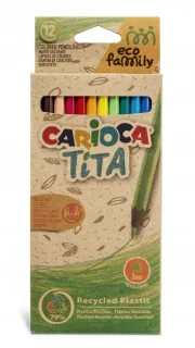 Carioca Eco Family Pack de 12 Lapices de Colores - Cuerpo Hexagonal - Colores Brillantes - Escritura Blanda - Mina Segura y Resistente - No Se Astilla - Color Varios