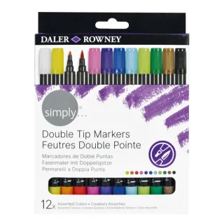 Daler Rowney Simply Pack de 12 Rotuladores Doble Punta - Colores Surtidos