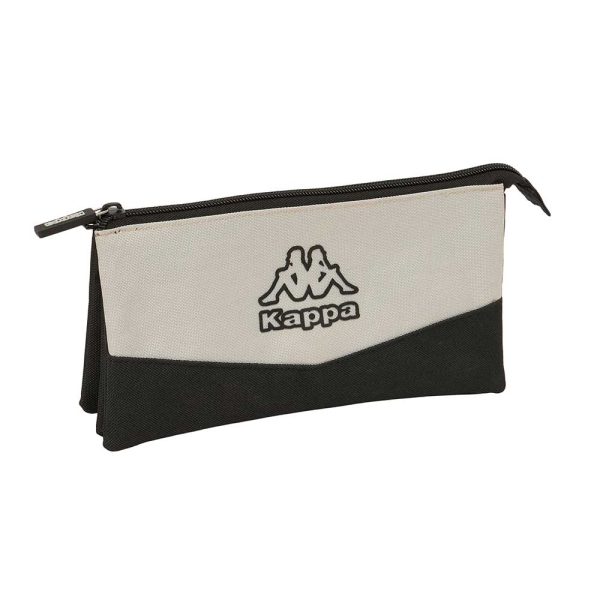 Safta Kappa Grey Portatodo - 3 Compartimentos con Cremalleras - Bolsillo Interior - 0.6L - 220x30x120mm - Color Negro y Gris