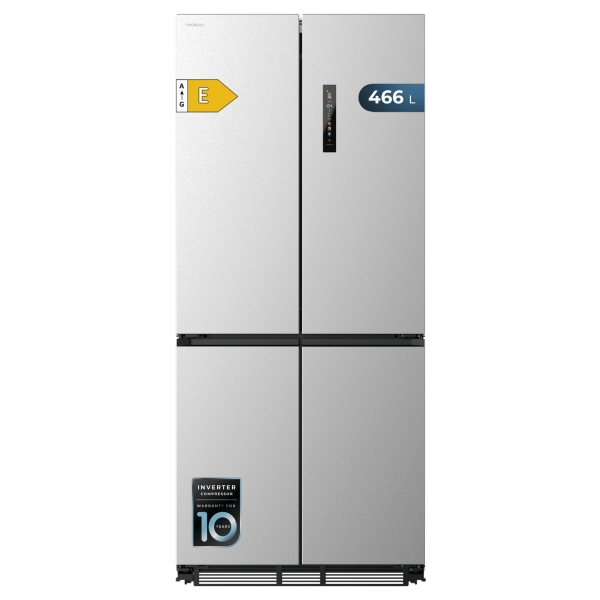 Cecotec Bolero CoolMarket 4D 466 SBI Inox E Frigorifico Americano - Capacidad 466L - Compresor Inverter - Acero Inoxidable - Nofrost - Frio Envolvente - Clase E - 84.4x59.8x193cm - Color Ace