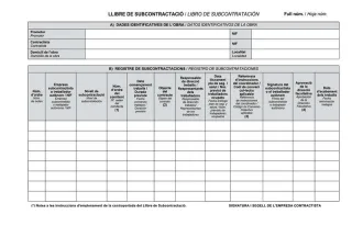Dohe Libros de Subcontratacion Din A4 Apaisado Catalan/Castellano - 10 Hojas Numeradas - Hojas Autocopiativas · Pack de 10 uds.