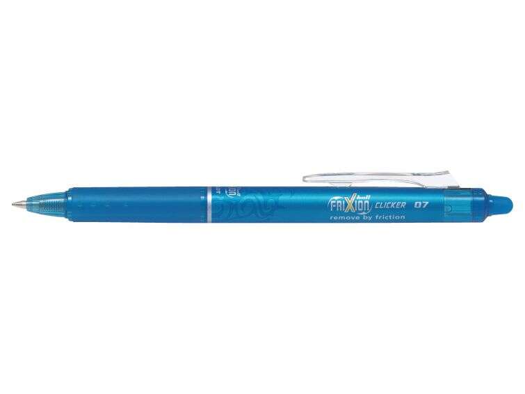 Pilot Frixion Clicker Boligrafo de Gel Borrable Retractil - Punta de Bola 0.7mm - Trazo 0.4mm - Grip Ergonomico - Color Azul Claro · Pack de 12 uds.