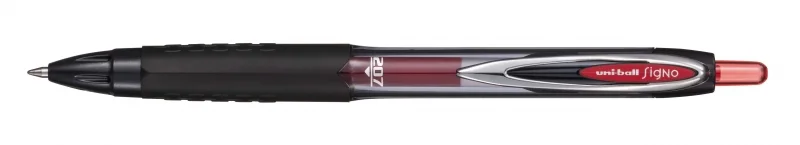Uni-ball UMN-207E Roller de Tinta - Punta de Bola 0.7mm - Grip de Caucho Antifatiga - Tinta Pigmentada Resistente a Luz y Agua - Color Rojo · Pack de 12 uds.