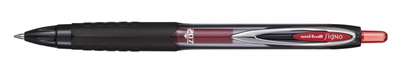Uni-ball UMN-207E Roller de Tinta - Punta de Bola 0.7mm - Grip de Caucho Antifatiga - Tinta Pigmentada Resistente a Luz y Agua - Color Rojo · Pack de 12 uds.