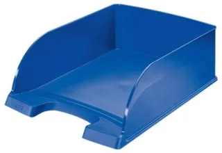 Leitz Plus Jumbo Bandeja Portadocumentos de Gran Capacidad - Formato Vertical A4 - Hasta 8uds Apilables - Color Azul · Pack de 4 uds.