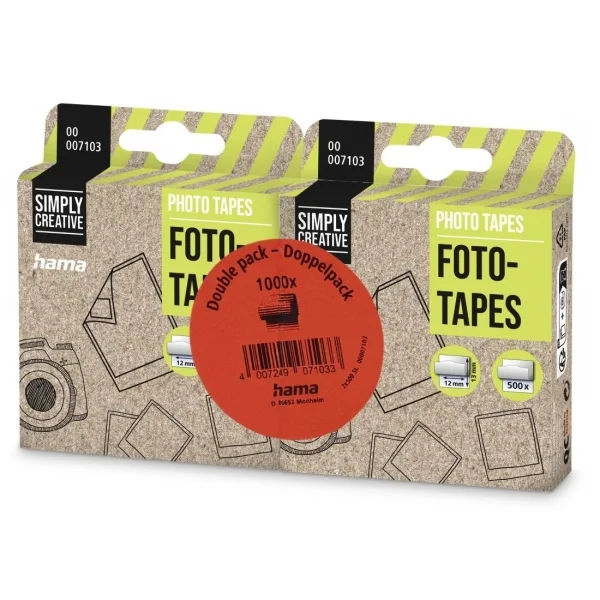 Hama Pack de 1000 Adhesivos de Doble Cara - Ideal para Fotos - 12x13mm - Multicolor