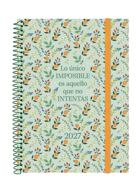 Finocam Trendy Design Collection Imposible Agenda - Anual 2027 - Semana Vista Horizontal - Formato E10 - 155x212mm - Espiral - Tapa de Polipropileno - Esquinas Microperforadas - Papel 80g/m2 - Multicolor