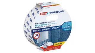 Tesa Powerbond Espejos Cinta Adhesiva de Doble Cara Especial para Espejos 38mm x 5m - Color Blanco