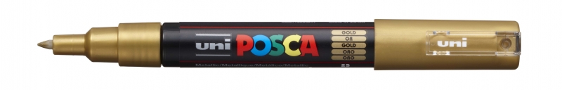 Posca PC-1M Marcador de Pintura - Punta de Poliester Conica 0.7mm - Tinta Base al Agua - Resistente a la Luz - Color Oro · Pack de 6 uds.