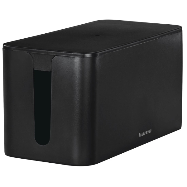 Hama Mini Caja para Regletas y Cables - Facil Organizacion y Limpieza - Proteccion Infantil y de Mascotas - Diametro Maximo del Cable 15mm - 23.5x11.5x12cm - Color Negro