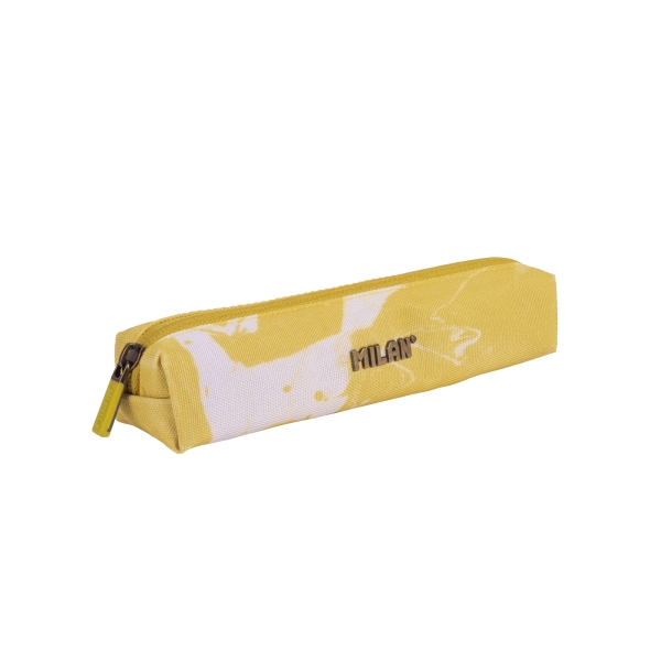 Milan Lava Mini Estuche Portatodo - Redondo - Cierre de Cremallera - 20.5x4.5x5cm - Color Amarillo