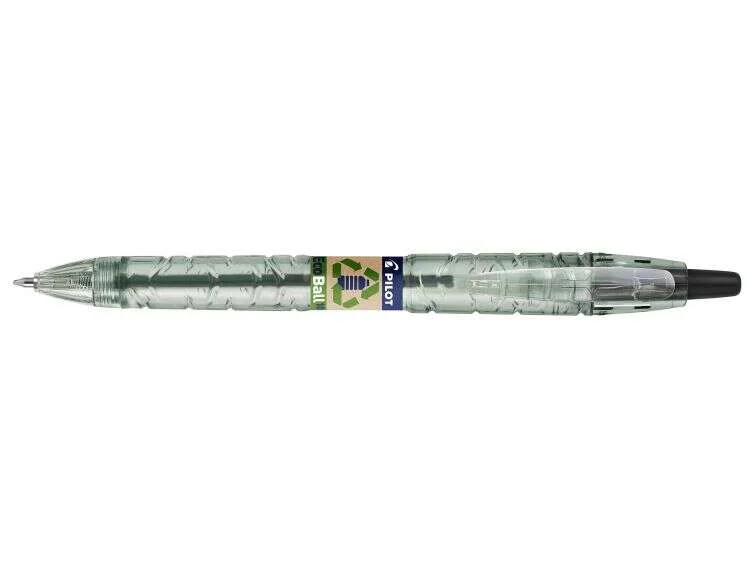 Pilot Boligrafo de Bola Retractil B2P Ecoball BeGreen - Punta Redonda 1mm - Trazo 0.27mm - 86,64% de Plastico Reciclado - Recargable - Color Negro · Pack de 10 uds.