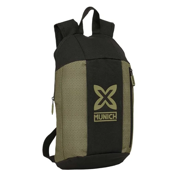 Safta Munich West Mini Mochila - Hombreras Ergonomicas - Espalda Acolchada - Bolsillo Frontal - Asa Superior - Uso Diario - 8.5L - 220x100x390mm - Color Negro y Verde