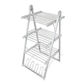 Innovagoods Verayer Tendedero Electrico Plegable - 300W - Soporta hasta 2.5kg por Nivel - Cable 140cm - Temperatura hasta 55ºC - Plegable - Soporte para Calzado - 66x140x7cm - Color Gris