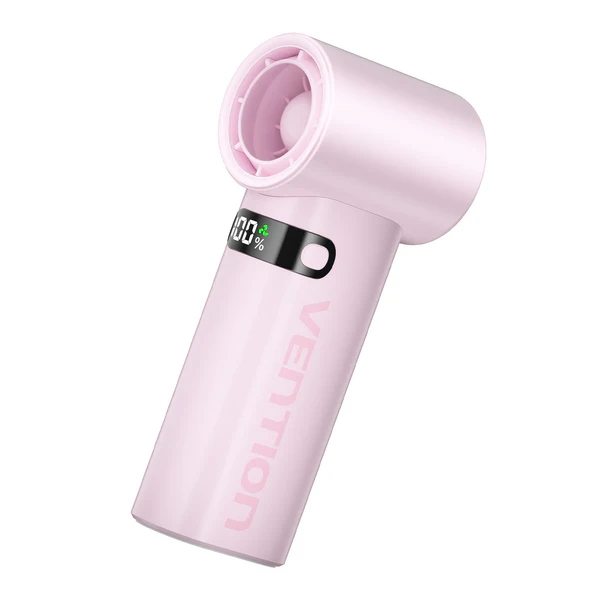 Vention PBE Ventilador de Mano - Velocidad Maxima 17000RPM - Nivel Regulable de 1 a 100 - Bateria de 3000mAh - Pantalla LED - Conexion USB-C - Ligero y Compacto - Color Rosa