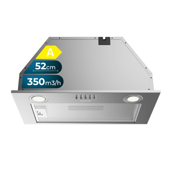 Cecotec Bolero Flux IM 523500 Inox A Campana Extractora de 52cm - 70W - Succion 350m3/h - Luz LED - Incluye Accesorios - Acero Inoxidable - Kit de Montaje - Filtros de Carbono Incluidos - Co