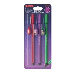 Stabilo Pen 68 K-Pop Demon Hunter Pack con 3 Rotuladores de Punta de Fibra - Trazo de 1mm aprox. - Tinta con Base de Agua - Colores Surtidos