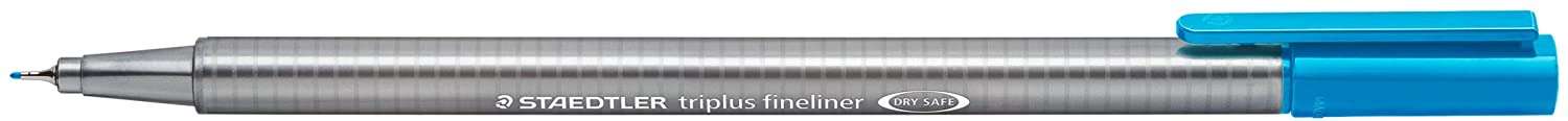 Staedtler Triplus Fineliner 334 Rotulador de Punta Fina - Trazo de 0.3mm - Tinta Base de Agua - Color Cian · Pack de 10 uds.