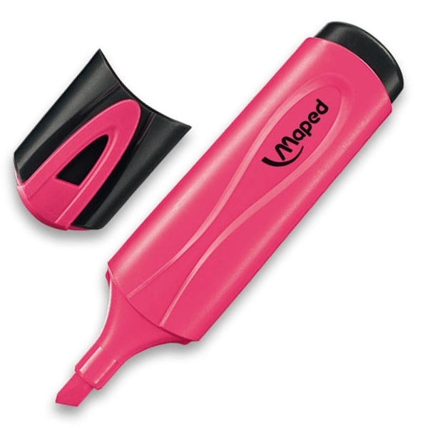 Maped Peps Classic Marcador Fluorescente - Punta Biselada - Trazo de 1 a 5mm - Ideal para Subrayar y Resaltar - Color Rosa · Pack de 12 uds.