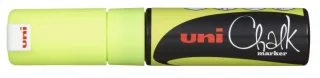 Uni-ball PWE-8K Marcador de Tiza Liquida - Punta Biselada 8mm - Borrado en Humedo - Resistente a la Lluvia y Exteriores - Color Amarillo · Pack de 6 uds.