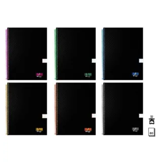 Bismark University Cuaderno Espiral A4 80 Hojas 90grs Cuadricula 5x5 - Hojas Microperforadas - Tapa Negra Resistente Forrada · Pack de 6 uds.