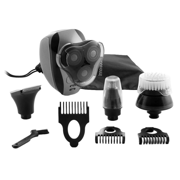 Innovagoods Shavestyler Afeitadora 5 en 1 - Autonomia 45min - Bateria 600mAh - IPX7 - Recargable - Acero Inoxidable - Multifuncion - Cabezales Incluidos - Incluye Peines Guia - 6x9x8cm - Col