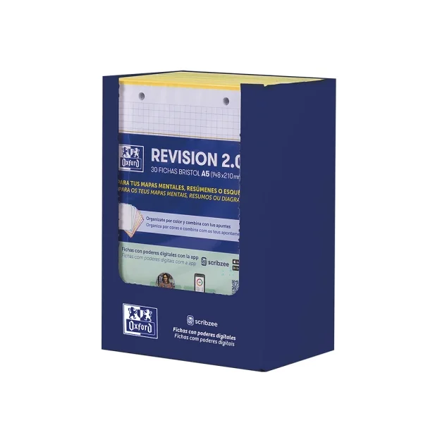 Oxford Expositor con 10 Packs de 30 FlashCards 2.0 - Formato A5 - Cuadricula 5x5mm - Cartulina de 250g - Digitalizacion de Textos con App - Color Amarillo