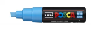 Posca PC-8KMarcador de Pintura - Punta Biselada Acrilica 8mm - Tinta Base al Agua - No Permanente - Resistente a la Luz - Ideal para Carteleria y Decoracion - Color Azul Claro · Pack de 6 ud