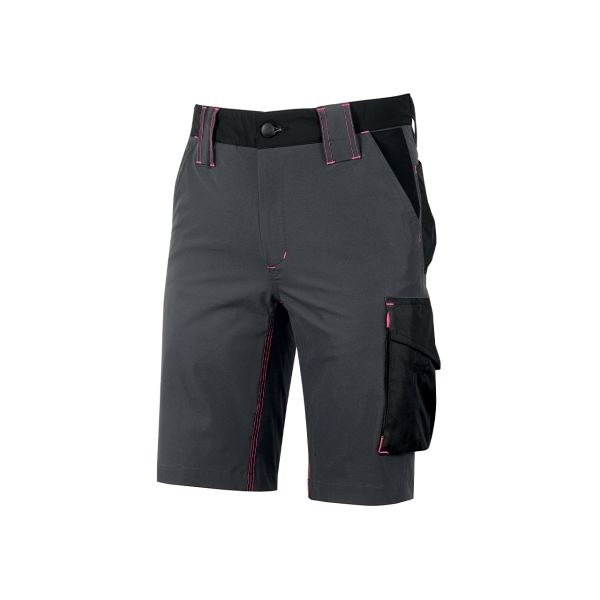 Upower Mercury Lady Pantalon Corto Elastico y Resistente - Talla 2XL - Repelente al Agua, Alta Transpirabilidad, Secado Rapido, Bolsillos Multifuncionales, Proteccion DPI1 - Color Gris Fucsi