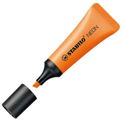 Stabilo Neon 72 Marcador Fluorescente - Trazo entre 2 y 5mm - Tinta con Base de Agua - Cuerpo en Forma de Tubo - Color Naranja · Pack de 10 uds.