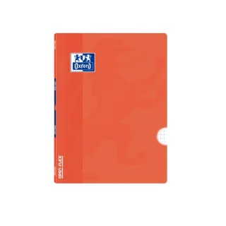 Oxford School Classic Openflex Libreta Grapada A5+ 48 Hojas Cuadricula 4x4 con Margen - Tapa de Plastico Translucido - Ideal para Estudiantes - Color Naranja