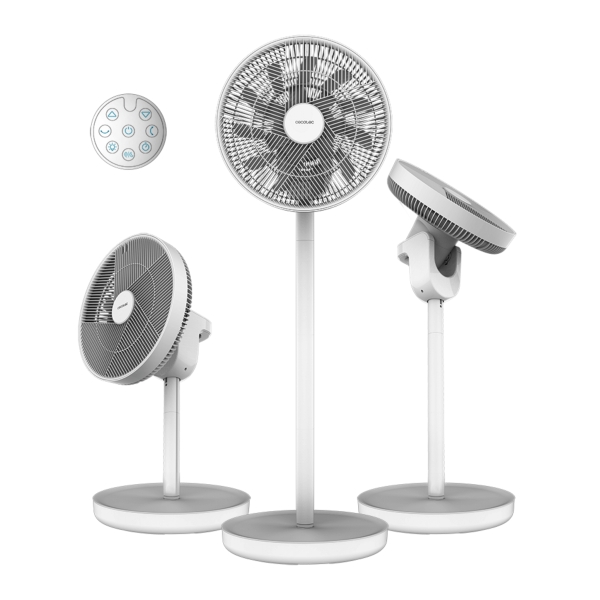Cecotec EnergySilence 2600 Sunflower Portable Ventilador de Pie Portatil con 10 Aspas - 22W - Bateria 2600mAh - Ultrasilencioso - Diametro de 33cm - 12 Velocidades - Temporizador - Color Bla