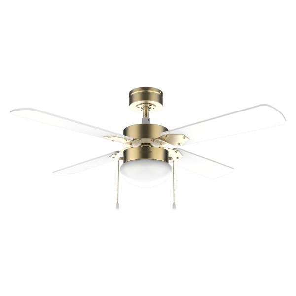 Cecotec EnergySilence Aero 450 GoldWhite Ventilador de Techo con 4 Aspas y Luz Integrada - 50W - Diametro de 42" - 3 Velocidades - Modo Invierno/Verano - Control por Cadena - Color Blanco y Dorado