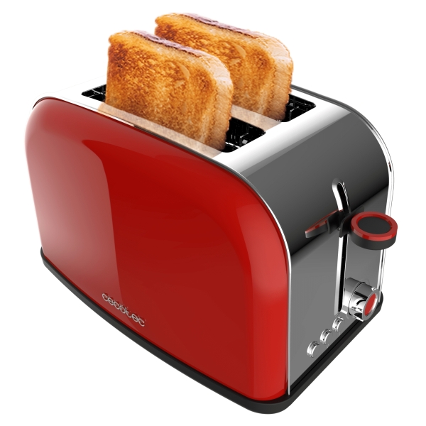 Cecotec Toastin' Time 850 Tostadora de Doble Ranura - Potencia de 850W - Ranura Ancha hasta 3.8cm - Acero Inoxidable - Apagado Automatico - Sistema de Autocentrado - 7 Niveles de Tostado - C